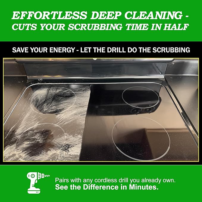 Kitchen Drill Brush Set - Drill Powered Cleaning Tools for Stainless Steel Sink, Copper Sink, Stove Top, Oven, Pots, Pans, & Cabinets - Pot Scrubber - Air Fryer Cleaning Brush Set- Stove Cleaner Kit