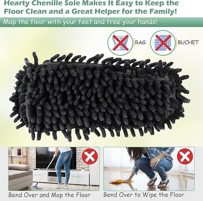 Microfiber Floor Mop Slippers House Dust Cleaning Tool Detachable Washable Shoes for Kitchen House Cleaning (Women 7-10/Men 5-8, Cow pattern)