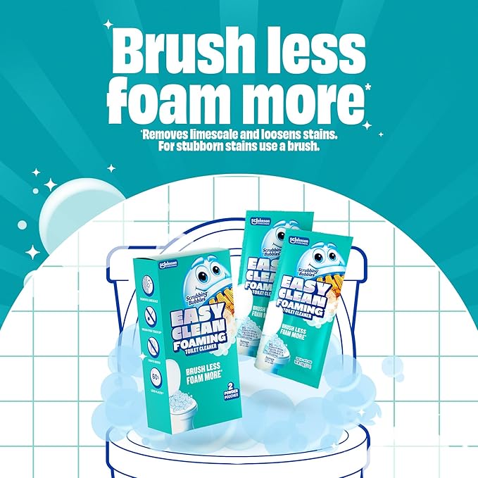 Scrubbing Bubbles Easy Clean Foaming Toilet Bowl Cleaner, Easy Drop In Powder Pouches, 100g (2 Pouches)
