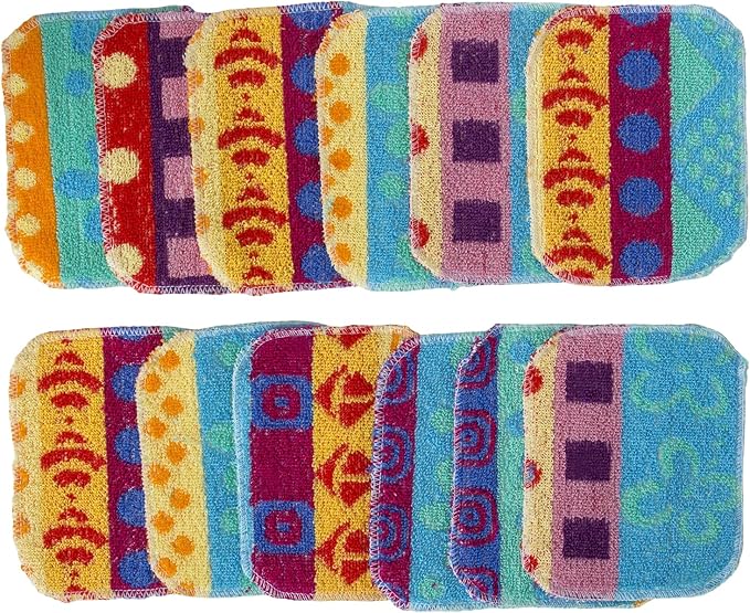 Kitchen Dish Scrubbers | Soft Scrub for Dishes | Non-Scratch Cleaning Pads for Kitchen | Made from Cotton Fiber | Safe on All Surfaces | Long-Lasting & Easy to Clean | Pack of 12