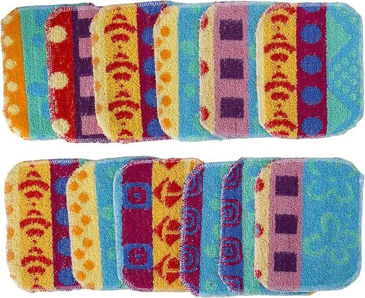 Kitchen Dish Scrubbers | Soft Scrub for Dishes | Non-Scratch Cleaning Pads for Kitchen | Made from Cotton Fiber | Safe on All Surfaces | Long-Lasting & Easy to Clean | Pack of 12