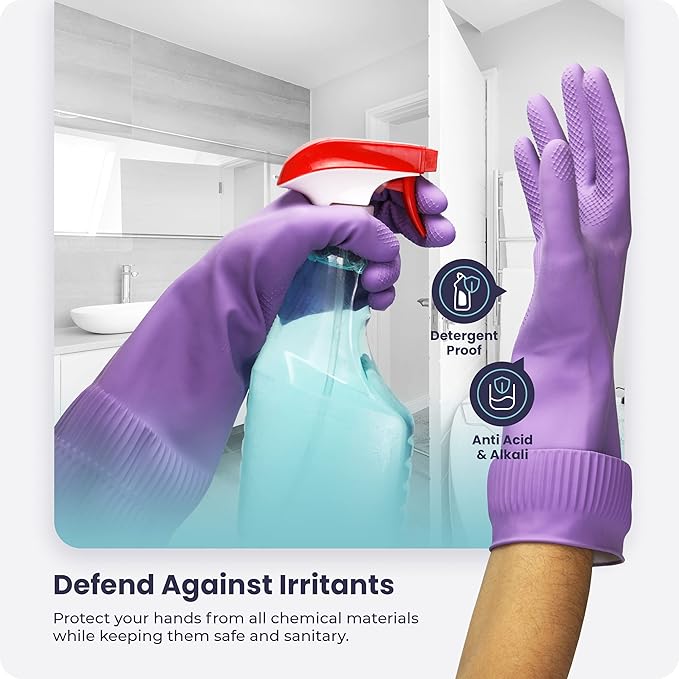 FMP Brands 3/6/12/60 Pairs 15 Inch Extra Long Rubber Dishwashing Gloves - Non-Slip for Cleaning, Kitchen, Bathroom, Gardening