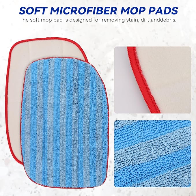 MC1375/MC1385 Microfiber Steam Mop Pads: 6 Pack Steam Replacement Pads Compatible with McCulloch MC1375, MC1385, MC1270 Steam Cleaners, Reusable & Washable Replaces Mop Pad Model: A1375-100/A1375-101