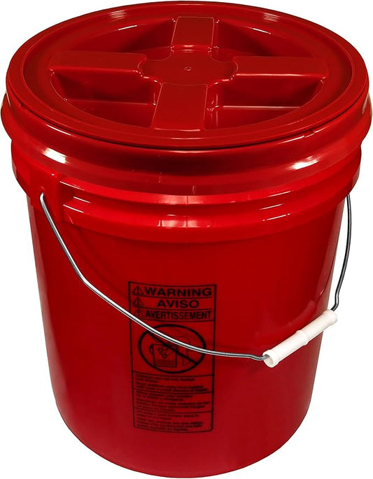 Red 5 Gallon 90 mil Bucket with Gamma Seal Lid (Red)