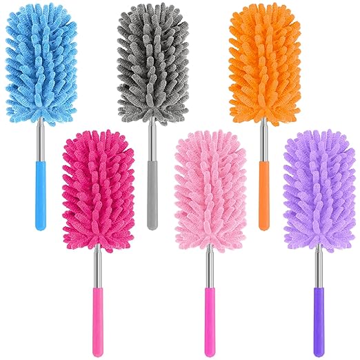 Mini Duster for Cleaning, 360° Bendable Hand Dusters with Extension Pole, Washable Small Duster for Car Interior, Office, Furniture