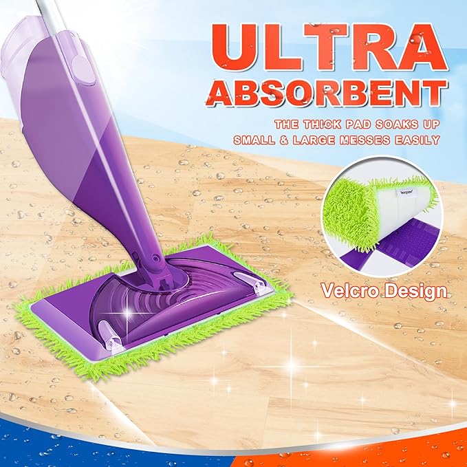 4 Pack Reusable Mop Pads for Swiffer WetJet, Wet Pads Refill for Swiffer Wet Jet, Microfiber Mop Pads Machine Washable Wet Dry Pads Refill for Laminate, Hardwoods, Vinyl, Marble, Stone and Glass