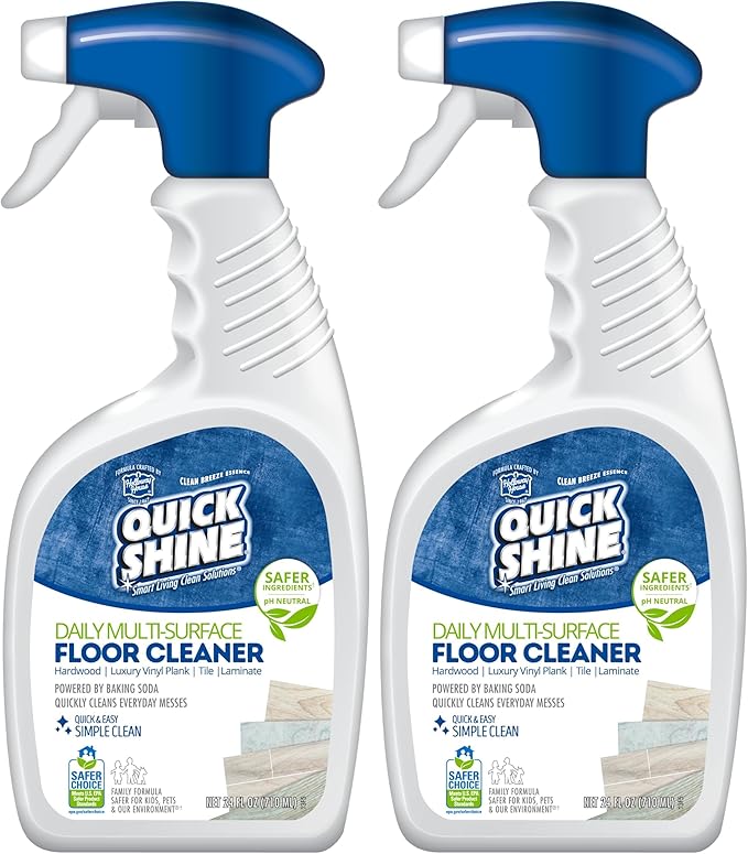 Quick Shine Multi Surface Floor Cleaner Daily Care 24oz | Plant-Based, Ready to Use, Dirt Dissolving, Streak Free, No Rinse | Use on Hardwood, Laminate, Luxury Vinyl Plank, Tile & Stone | Safer Choice