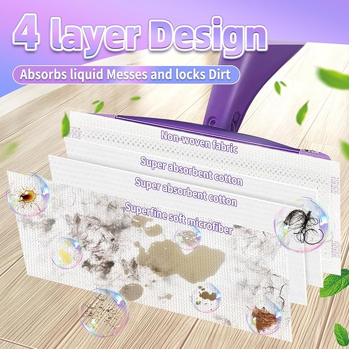 60 Count Mopping Pad for Wet Jet Mop Disposable Wetjet Pads Refills Replacement for Wet Pads Refill Compatible with Wet Jet Pads Thickness & Absorbent for Household Multi-Surface