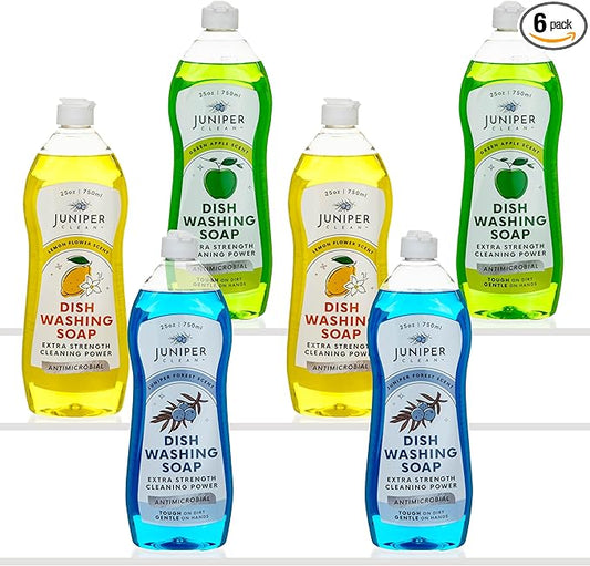Dish Soap, Lemon & Apple & Forest Scent, Liquid Dish Washing Soap Squeeze Bottle 25 Fl Oz (Pack of 6)