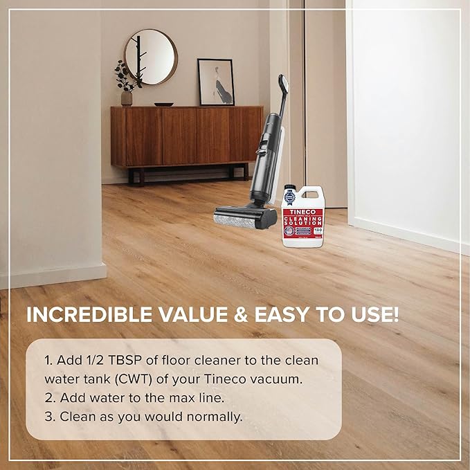 Floor Cleaner Compatible with Tineco - 100 CLEANINGS - 32oz Floor Cleaning Solution for Tineco - Universal Wood Floor Cleaner - Safe, All-Natural - For iFloor3, S7 Pro, S3, S5, S6 (No Steam Models)