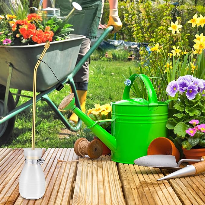 Boao Diatomaceous Earth Powder Duster Bulb Duster Sprayer 3.5 oz with Long Copper Garden Powder Applicator Dispenser for Organic Gardening Agricultural Supplies(White)