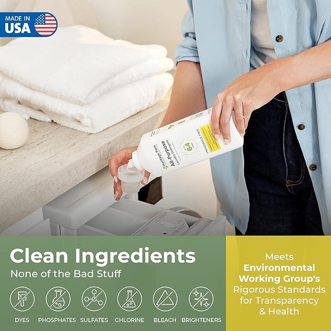 Heritage Park Luxury Laundry Detergent | Dermatologist Tested Plant based Natural & Enzyme Laundry Detergent | Sensitive Skin Friendly - Fragrance Free (32 fl oz)