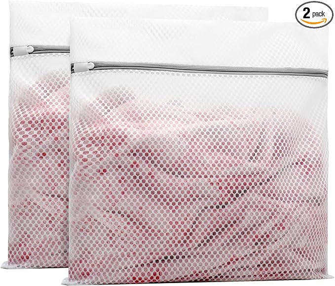 Muchfun 2Pcs Durable Honeycomb Mesh Laundry Bags for Delicates 24 x 24 Inches (2 XX-Large)