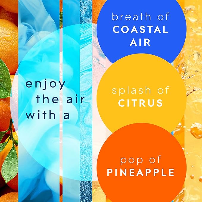 Glade PlugIns Refills Air Freshener,Coastal Sunshine Citrus, Scented and Essential Oils for Home and Bathroom, 0.67 Fl Oz, 5 Count