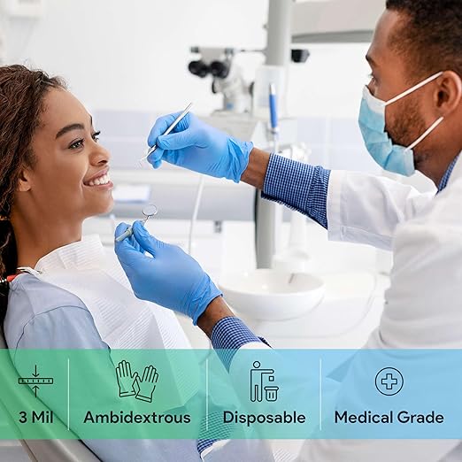 Medical Exam Blue Nitrile Gloves Small 1000 Count - 3 Mil Powder and Latex Free Disposable Gloves - Case of 10 Boxes of 100