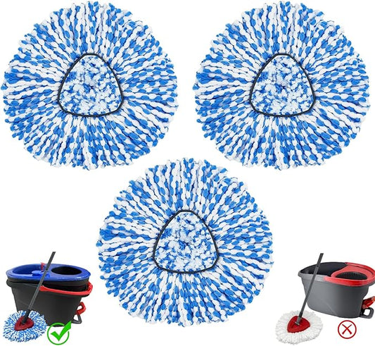 Spin Mop Head Replacements Compatible with Ocedar RinseClean 2 Tank System,Mop Head Refill Replacement for O-cedar 2 Tank System - Easy to Replace,100% Microfiber, All Hard-surfaced Floor Clean 3 Pack