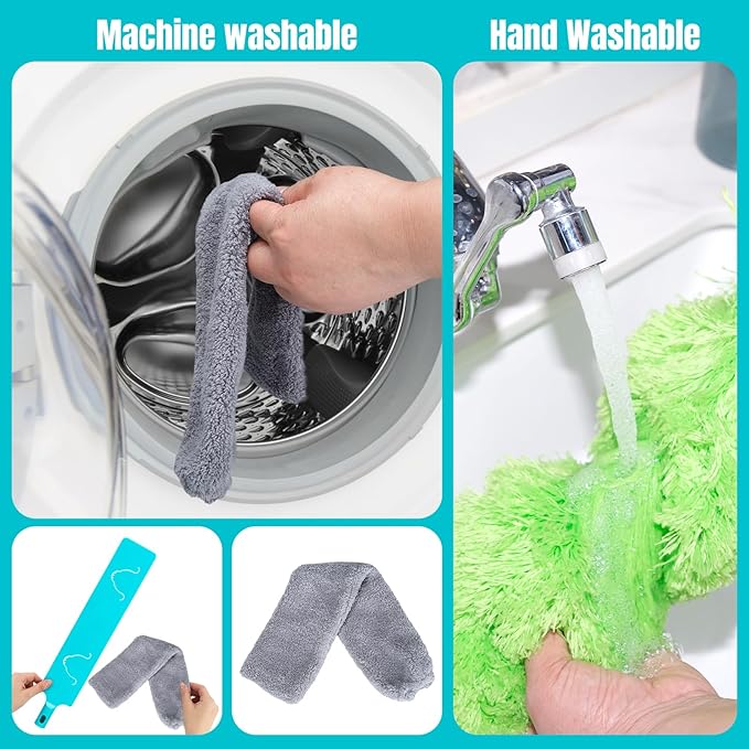 Microfiber Feather Duster 5-in-1 Kit, Dusters for Cleaning, Duster with Extension Pole 100 Inches, Cobweb Duster, Microfiber Dusters for Fans, High Ceilings, Blinds, Cars and Furniture