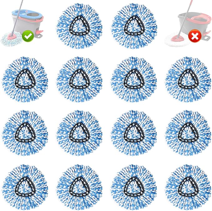 14 Pack Spin Mop Replacement Heads, Only Fit for RinseClean 2-Tank System, 100% Microfiber Spin Mop Refill Head,Spinning Mop Head Replacement for Floor Cleaning