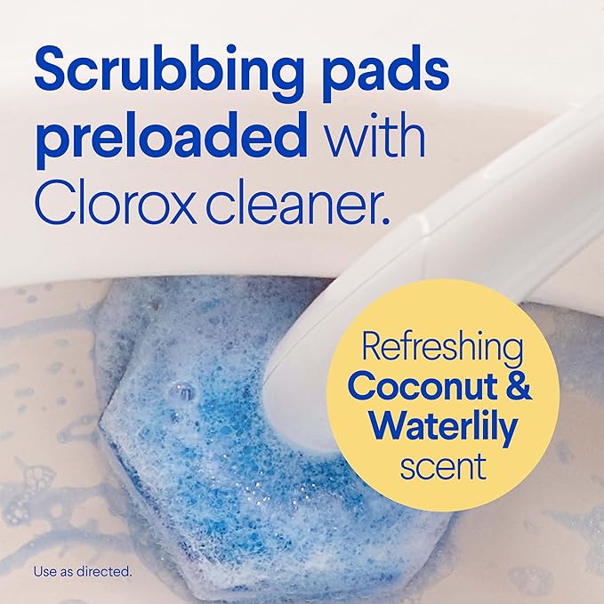 CLOROX Scentiva ToiletWand Toilet Cleaner Refills, Toilet brush, Coconut and Waterlily, 10 Count