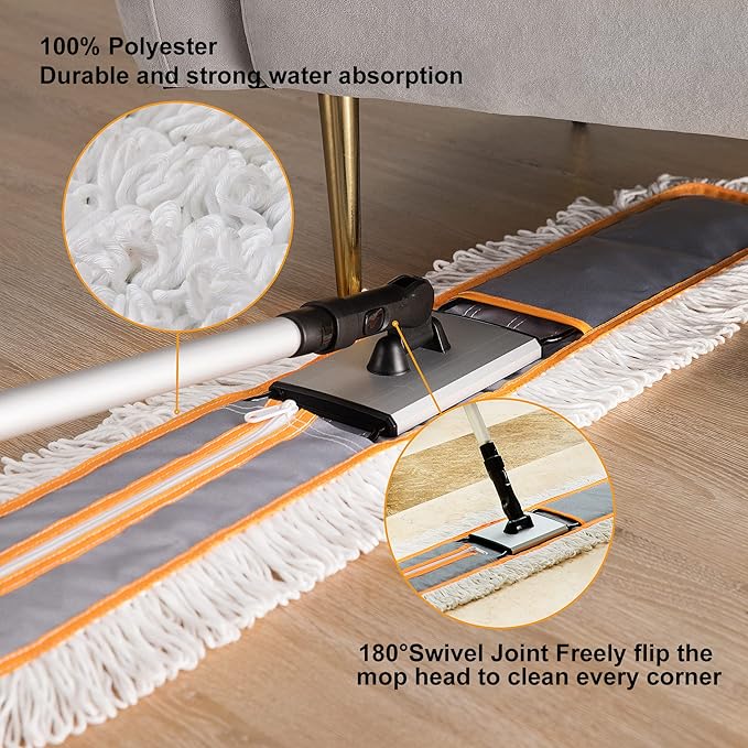 36” Commercial Dust Mop for Hardwood Floor Cleaning, Heavy Duty Push Broom Mop Hotel Company Household Cleaning Supplies for Hardwood, Tiles, Marble,Vinyl Plank Floors Cleaning