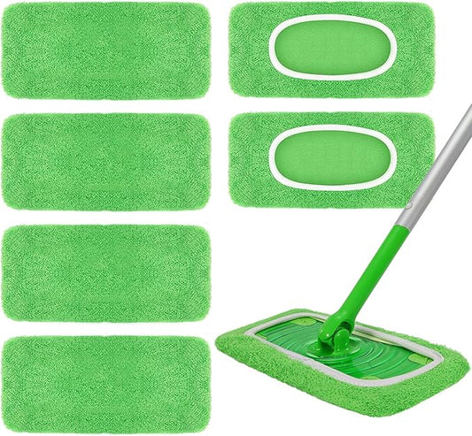 Reusable Swiffer mop Pads Swiffer Dry Sweeping Cloths 6 Pack Microfiber Wet Mop Pads Compatible with Swiffer Sweeper Mop Replacement Mopping pad Refills for Hardwood Surface Floor Cleaning