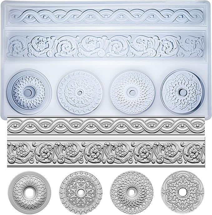 Art Mold for Polyclay Air Dry Clay Plaster, Trimmings and Medallion