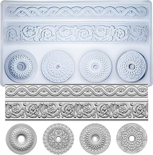Art Mold for Polyclay Air Dry Clay Plaster, Trimmings and Medallion