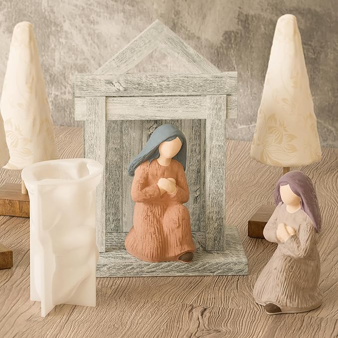 Angel Nativity Scene Molds - Jesus, Maria, Angel & Nativity Designs - Resin Casting & Silicone Molds for Candle Making & Home Decor Wave Candle Mold