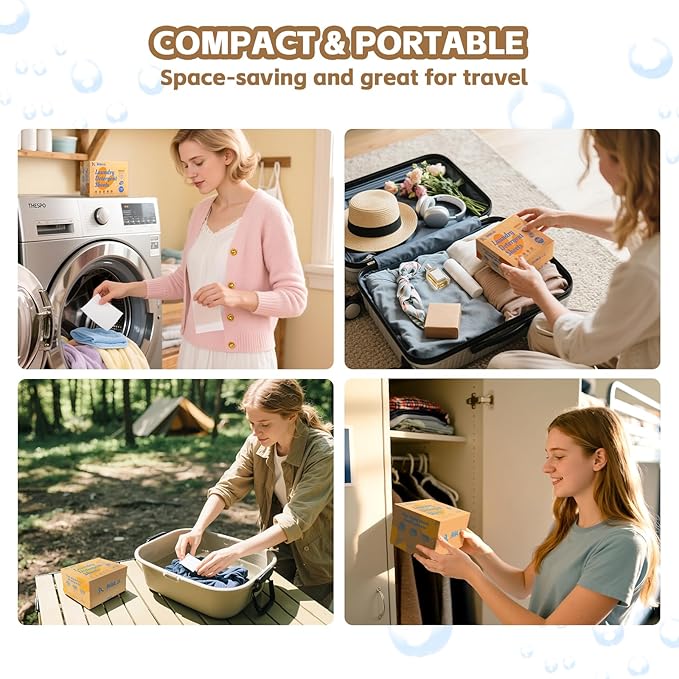 Laundry Detergent Sheets - 400 Loads Boys Santal Laundry Sheets for Dorm,College,Home,Hotel,Apartment,Camping,Cruise,Road Trip,Beach Vacation,Backpack,Small Space, Family School Travel Essentials