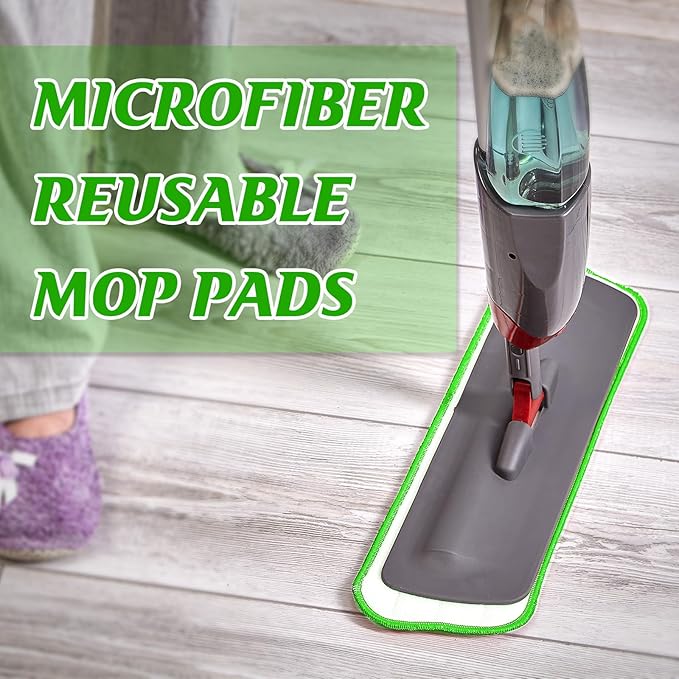 40 Pack Microfiber Cleaning Pads Machine Washable Replacement Head for Wet/Dry Mops Flat Reusable Household Replacement Mop Pad for Hardwood Floor Cleaning Scrubbing Fit Most Mops (Green)