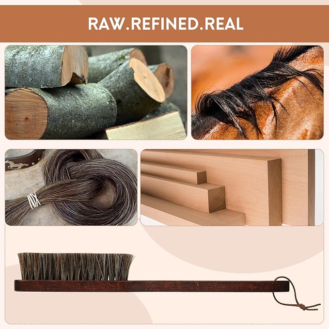 100% Horsehair Upholstery Brush for Cloth Lint Removal with Wood Handle Natural Horsehair Bristles Felt Brushes Horse Cleaning for Felt Cowboy Hat/Shoes/Cloth/Furniture Suit/Hat/Couch/Furniture/Bed