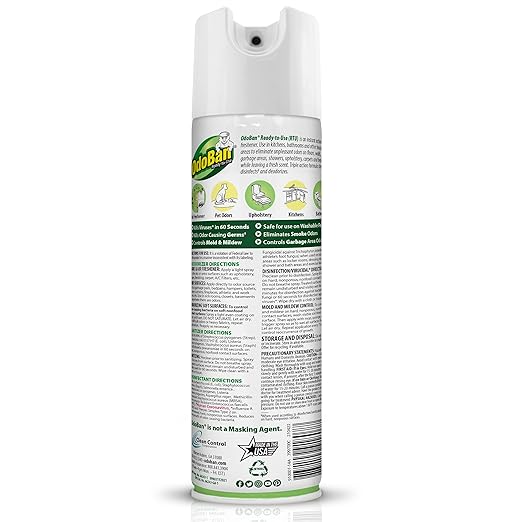 OdoBan Ready-to-Use Disinfectant and Odor Eliminator, Cleaner and Fabric/Air Freshener, Set of 2, 14.6 Ounce 360-Degree Continuous Spray and 32 Ounce Trigger Spray, Original Eucalyptus Scent
