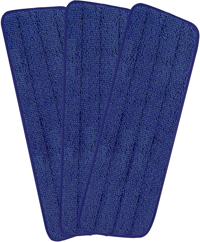 3 Pack 16.5 inch Reusable Mop Pads Microfiber Spray Mop Replacement Heads for Wet/Dry Mops Compatible with Bona Floor Care System (Darkblue )