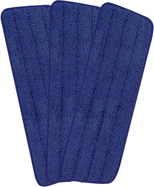 3 Pack 16.5 inch Reusable Mop Pads Microfiber Spray Mop Replacement Heads for Wet/Dry Mops Compatible with Bona Floor Care System (Darkblue )