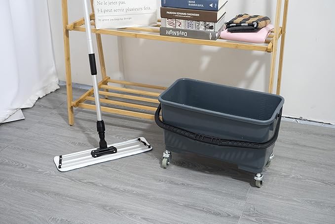Matthew Cleaning Microfiber Finish Bucket with Sieve,Press Wring Mop Bucket for Microfiber Flat Mops, Mop Bucket with Non-Marking Casters Wheels Gary