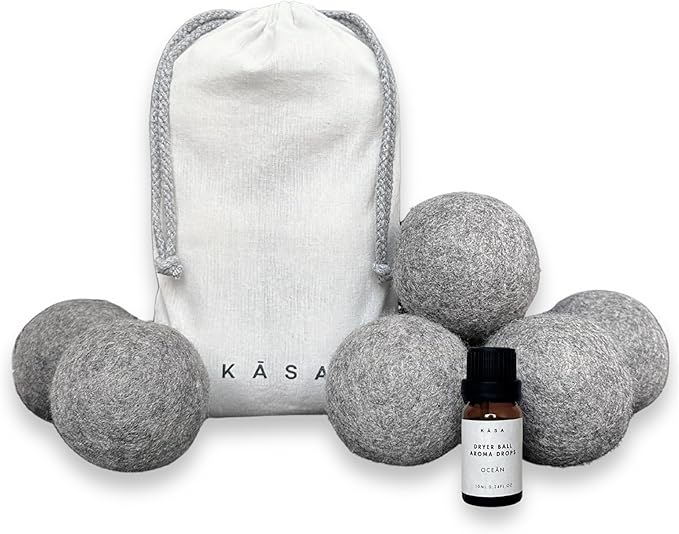 Premium Wool Dryer Balls, Set of 6 XL 100% New Zealand Wool, Natural Fabric Softener, Reusable, Anti Static, Reduces Drying Time, Wrinkles, Pet Hair, Lint