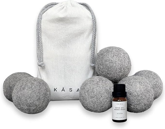 Premium Wool Dryer Balls, Set of 6 XL 100% New Zealand Wool, Natural Fabric Softener, Reusable, Anti Static, Reduces Drying Time, Wrinkles, Pet Hair, Lint