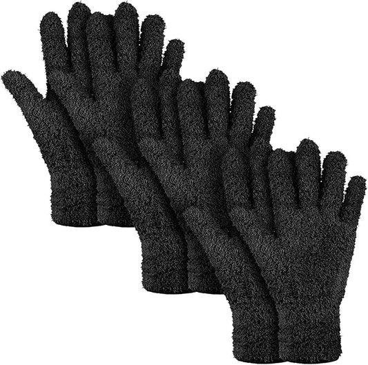 Patelai 3 Pairs Microfiber Plant Dusting Gloves Leaf Cleaning Gloves for Indoor Plants, Blinds, Furniture, House(Medium,Black)