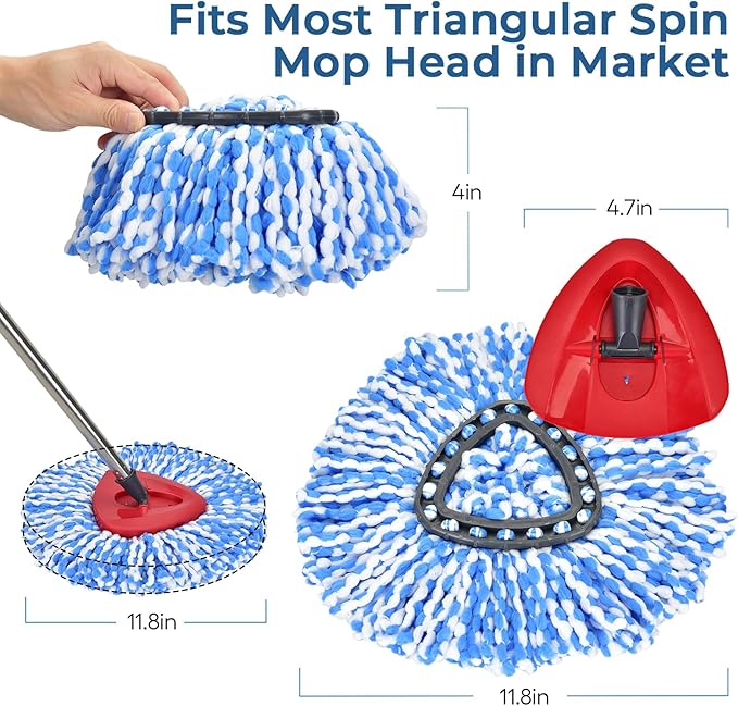 Matthew Cleaning 6Pack Blue Microfiber Spin Mop Replacement Head Compatible with EasyWring Spin Mop Replace Head-EasyWring High Absorbency,Machine Washable, Microfiber Spin Mop Refills