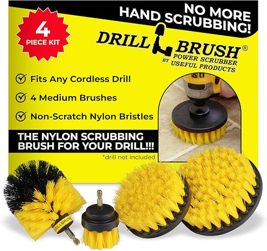 Nylon Drill Brush Attachment Set for Bathroom Cleaning - Power Scrubber Brush Kit for Bathtub, Shower, Tile, and Grout - All-Purpose Household Cleaning Brushes for Drill - Electric Grout Cleaner Kit
