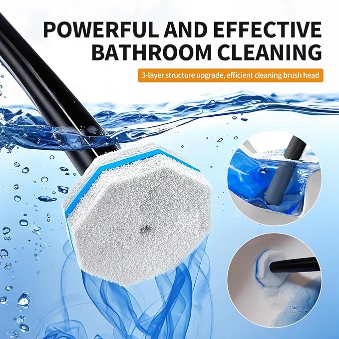 Disposable Toilet Brush - Toilet Bowl Cleaner, Toilet Cleaning Supplies, Toilet Brush with Holder, Toilet Bowl Cleaner Wands，40 Refills for Toilet Cleaning and Hygienic Bathroom Maintenance