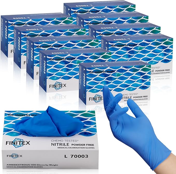 FINITEX Nitrile Disposable Medical Exam Gloves 4 mil Powder-free Latex-Free 100 PCS Examination Home Cleaning Food Gloves