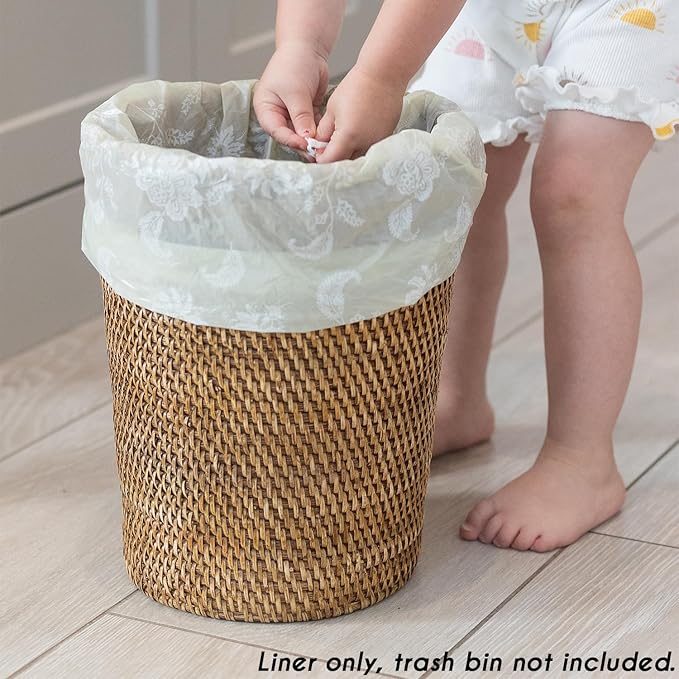 Happy Haven Bathroom Trash Bags for 2,3,4 Gallon Trash Can, Small Garbage Bags - Bedroom & Bathroom, Decorative Cute Wastebasket Liner - 50 Count (Beige Botanical)