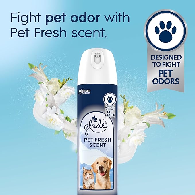 Glade Air Freshener Room Spray, Pet Fresh Scent, Odor Fighting to Deliver Long Lasting Freshness, 8 Oz, 6 Count
