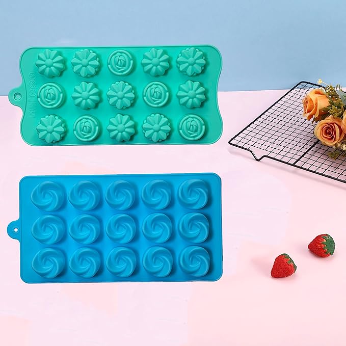 Gummy Candy Molds - 4Pcs Silicone Chocolate Mold for Kids, Non-stick and Bpa Free for Chocolate, Baking, Jelly, Wax Melt, Ice Cubes