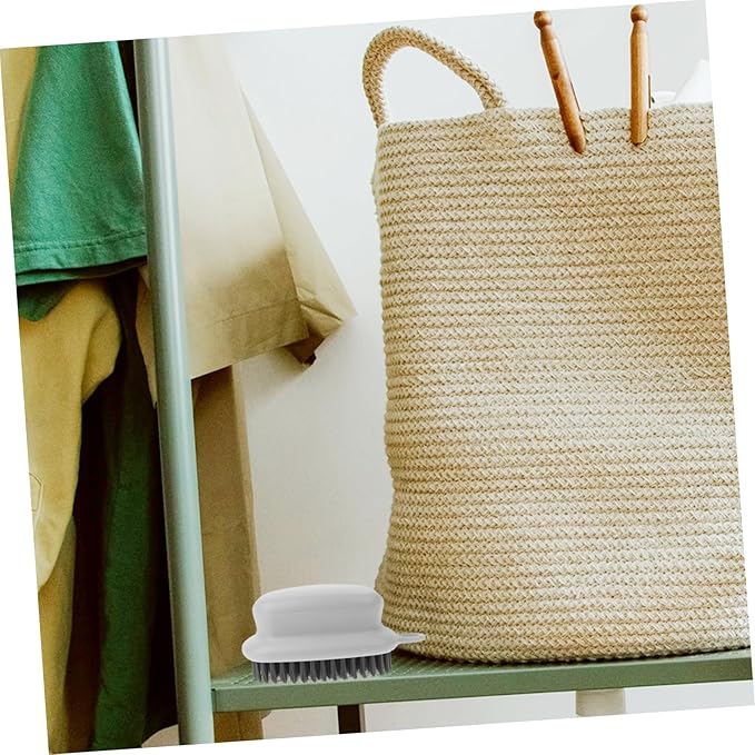 Gatuida 1pc Plastic Handle Laundry Brush Sponge Pad Kitchen and Bathroom Cleaning Tool for Dishes Bathtubs and Tiles Ergonomic Design Strong Decontamination Grey