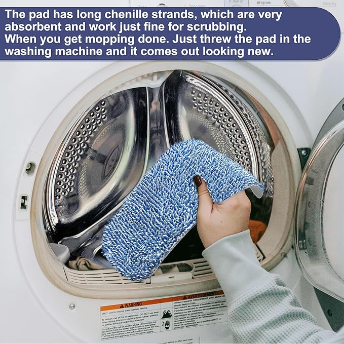 Replacement Mop Pad 16.5''x5.5'' for Floor Cleaning, 5 Pack Chenille Dust Mop Head Refills Attract and Pick Up Pet Hair, Washable Dry Cleaning Pads Compatible with Bona Mop and Most Spray Mops