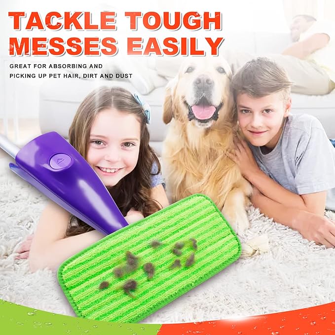 Reusable Mop Pads Compatible with Swiffer Wet Jet Mop, Wet Pads Refills Wet Dry Mopping Cloths Microfiber Mop Pads Replacements for Swiffer Wetjet 12" Mop Wood Floor Cleaning Washable 2 Pack