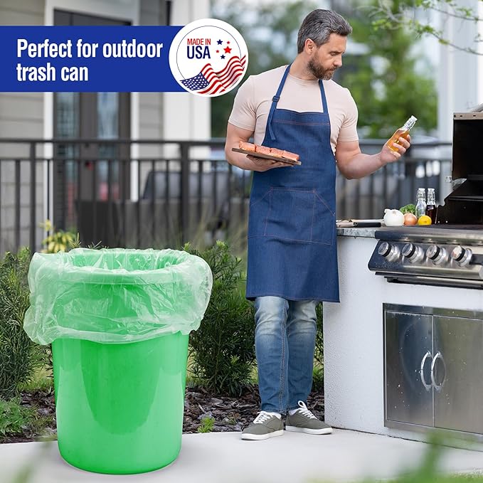 Delxo 40-45 Gallon Clear Trash Bags, 125 Count – Medium Duty Garbage Bags, Thick, Durable & Puncture-Resistant Plastic Can Liners– Made in USA for Kitchen, Yard & Commercial Use