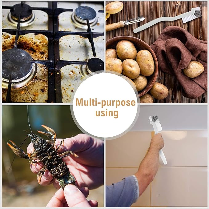 5 Piece Cleaning Dish Scrub Brush Kitchen Sink Bathroom Brushes, Household Pot Pan Dishwasher Edge Corners Grout Deep Cleaning Brush with Stiff Bristles (White and Black)